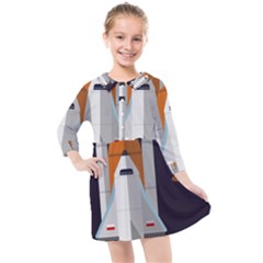 Rocket Space Universe Spaceship Kids  Quarter Sleeve Shirt Dress by Salman4z