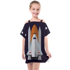 Rocket Space Universe Spaceship Kids  One Piece Chiffon Dress by Salman4z