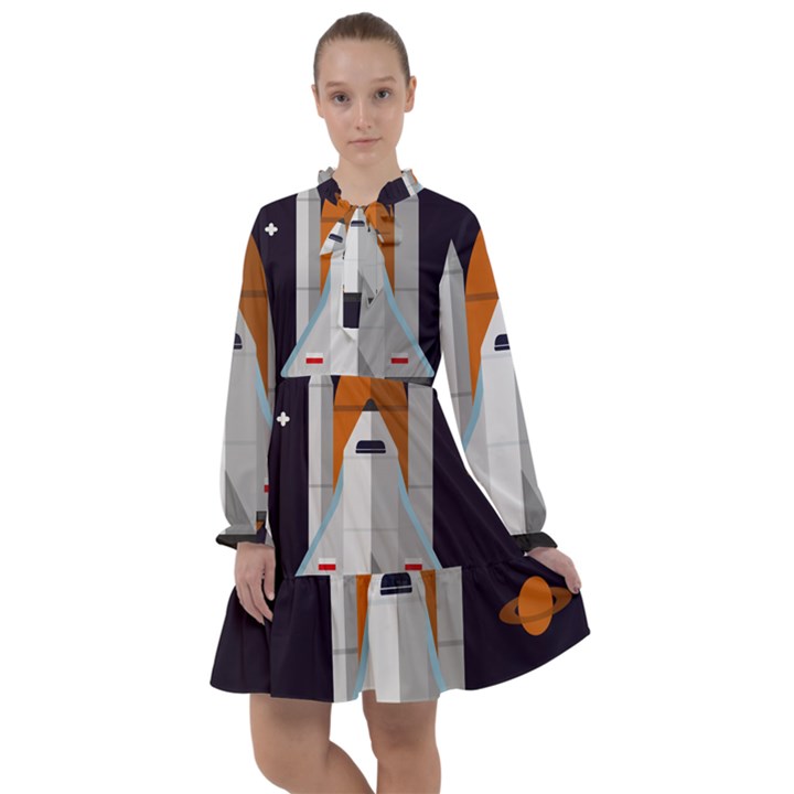 Rocket Space Universe Spaceship All Frills Chiffon Dress