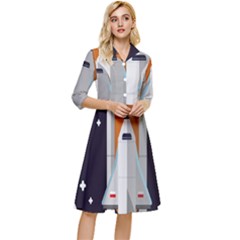 Rocket Space Universe Spaceship Classy Knee Length Dress by Salman4z