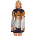 Rocket Space Universe Spaceship Long Sleeve Velour Longline Dress View1