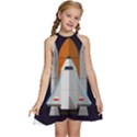 Rocket Space Universe Spaceship Kids  Halter Collar Waist Tie Chiffon Dress View1