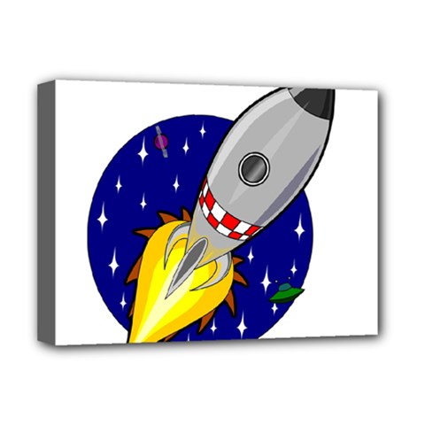 Rocket Ship Launch Vehicle Moon Deluxe Canvas 16  X 12  (stretched)  by Salman4z