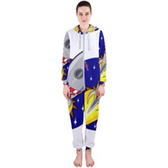 Rocket Ship Launch Vehicle Moon Hooded Jumpsuit (ladies) by Salman4z