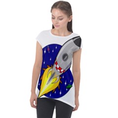 Rocket Ship Launch Vehicle Moon Cap Sleeve High Low Top by Salman4z