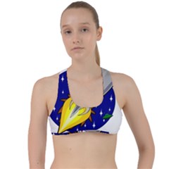 Rocket Ship Launch Vehicle Moon Criss Cross Racerback Sports Bra by Salman4z