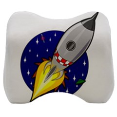 Rocket Ship Launch Vehicle Moon Velour Head Support Cushion by Salman4z