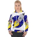 Rocket Ship Launch Vehicle Moon Women s Overhead Hoodie View1