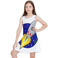 Rocket Ship Launch Vehicle Moon Kids  Lightweight Sleeveless Dress by Salman4z