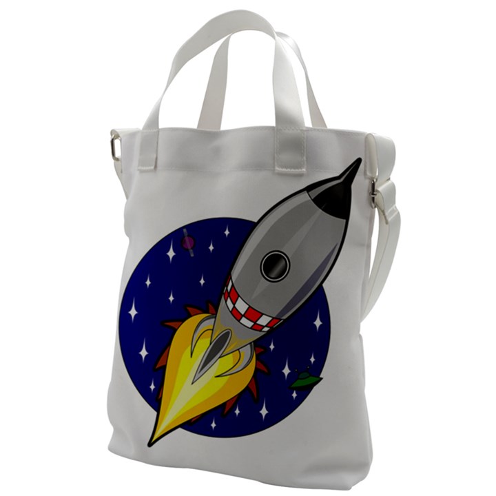 Rocket Ship Launch Vehicle Moon Canvas Messenger Bag