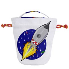 Rocket Ship Launch Vehicle Moon Drawstring Bucket Bag by Salman4z