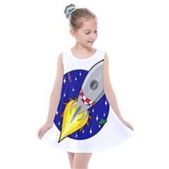 Rocket Ship Launch Vehicle Moon Kids  Summer Dress by Salman4z