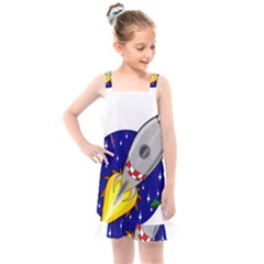 Rocket Ship Launch Vehicle Moon Kids  Overall Dress by Salman4z