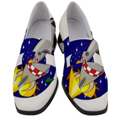 Rocket Ship Launch Vehicle Moon Women s Chunky Heel Loafers by Salman4z