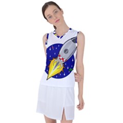 Rocket Ship Launch Vehicle Moon Women s Sleeveless Sports Top by Salman4z