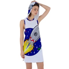 Rocket Ship Launch Vehicle Moon Racer Back Hoodie Dress by Salman4z