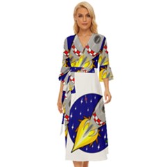 Rocket Ship Launch Vehicle Moon Midsummer Wrap Dress by Salman4z