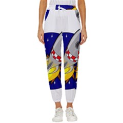 Rocket Ship Launch Vehicle Moon Women s Cropped Drawstring Pants by Salman4z