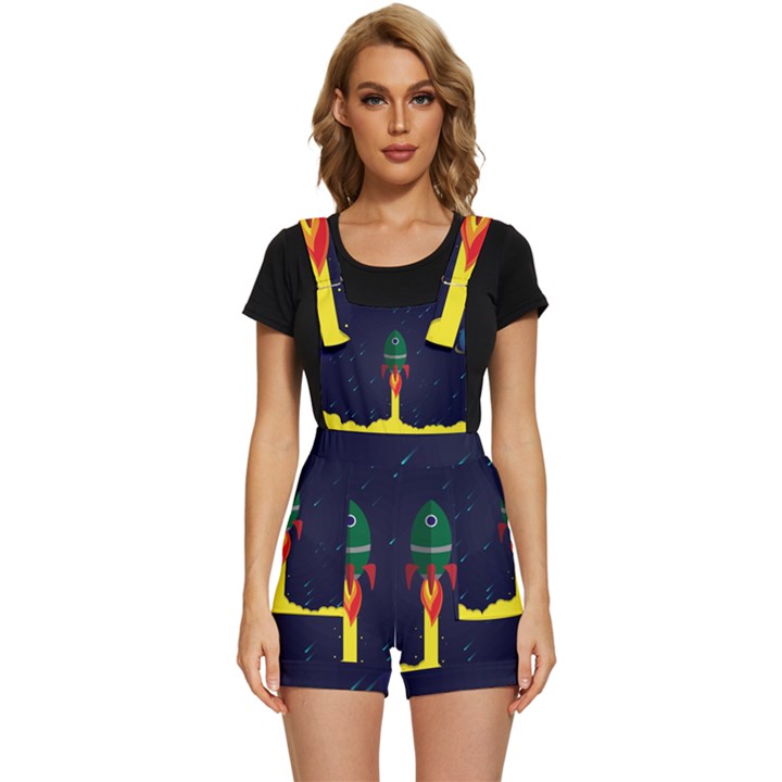 Rocket Halftone Astrology Astronaut Short Overalls