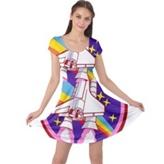 Badge Patch Pink Rainbow Rocket Cap Sleeve Dress by Salman4z