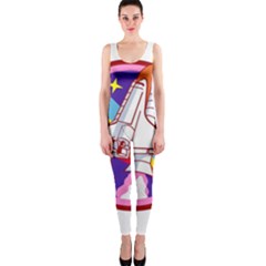 Badge Patch Pink Rainbow Rocket One Piece Catsuit by Salman4z