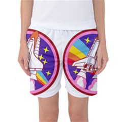 Badge Patch Pink Rainbow Rocket Women s Basketball Shorts by Salman4z