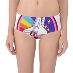 Badge Patch Pink Rainbow Rocket Mid-waist Bikini Bottoms by Salman4z