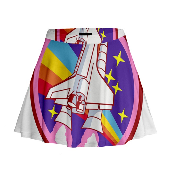 Badge Patch Pink Rainbow Rocket Mini Flare Skirt