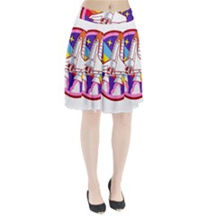 Badge Patch Pink Rainbow Rocket Pleated Skirt by Salman4z