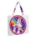 Badge Patch Pink Rainbow Rocket Zipper Medium Tote Bag View2