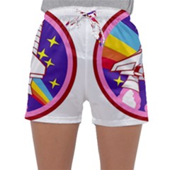 Badge Patch Pink Rainbow Rocket Sleepwear Shorts by Salman4z