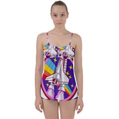 Badge Patch Pink Rainbow Rocket Babydoll Tankini Set by Salman4z