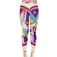 Badge Patch Pink Rainbow Rocket Inside Out Leggings by Salman4z