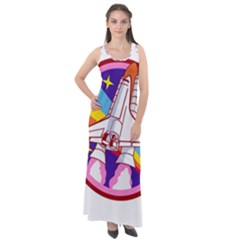 Badge Patch Pink Rainbow Rocket Sleeveless Velour Maxi Dress by Salman4z