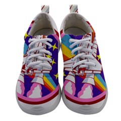 Badge Patch Pink Rainbow Rocket Women Athletic Shoes by Salman4z