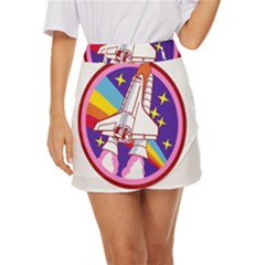 Badge Patch Pink Rainbow Rocket Mini Front Wrap Skirt by Salman4z