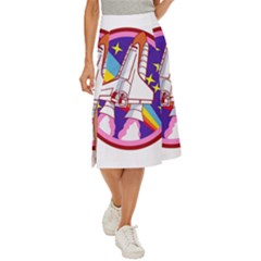 Badge Patch Pink Rainbow Rocket Midi Panel Skirt by Salman4z