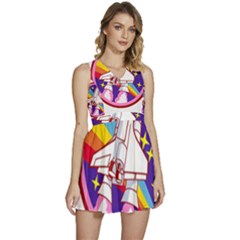 Badge Patch Pink Rainbow Rocket Sleeveless High Waist Mini Dress by Salman4z