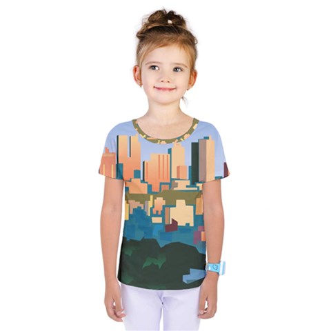 City Buildings Urban Dawn Kids  One Piece Tee by Salman4z