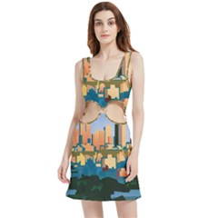 City Buildings Urban Dawn Velour Cutout Dress by Salman4z