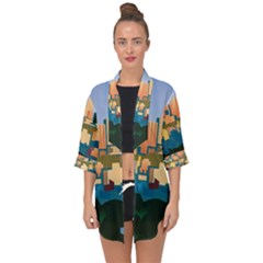 City Buildings Urban Dawn Open Front Chiffon Kimono by Salman4z