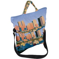 City Buildings Urban Dawn Fold Over Handle Tote Bag