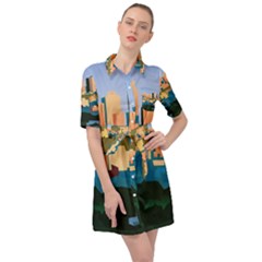 City Buildings Urban Dawn Belted Shirt Dress by Salman4z