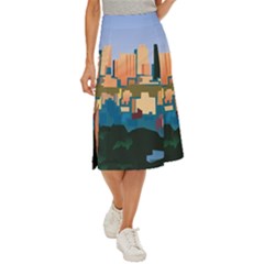 City Buildings Urban Dawn Midi Panel Skirt by Salman4z