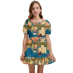 City Buildings Urban Dawn Kids  Short Sleeve Dolly Dress by Salman4z