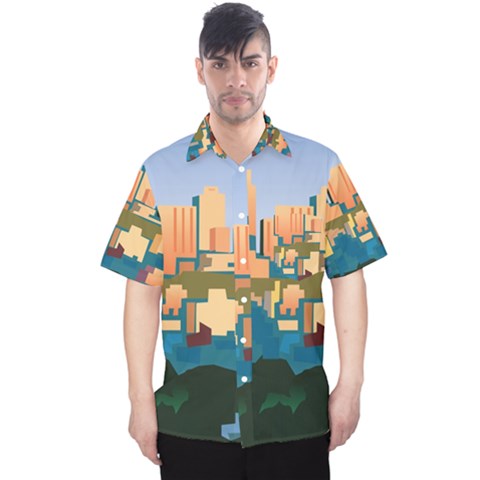 City Buildings Urban Dawn Men s Hawaii Shirt by Salman4z