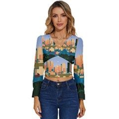 City Buildings Urban Dawn Long Sleeve V-neck Top by Salman4z