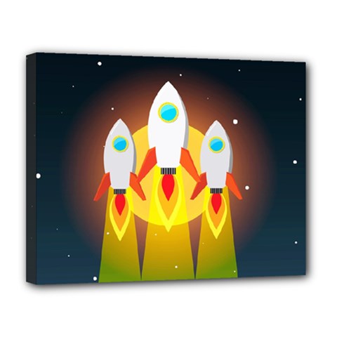 Rocket Take Off Missiles Cosmos Canvas 14  X 11  (stretched) by Salman4z