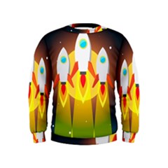 Rocket Take Off Missiles Cosmos Kids  Sweatshirt by Salman4z