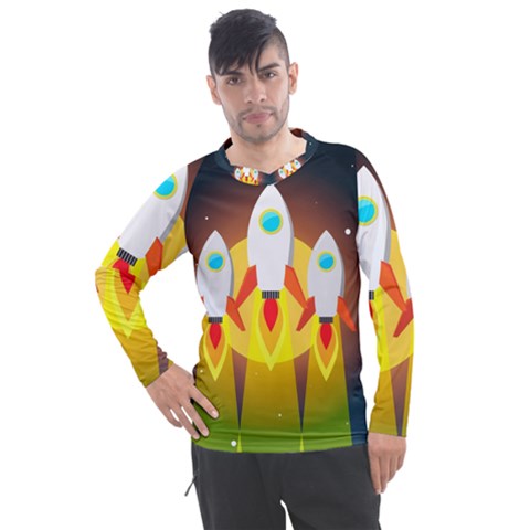 Rocket Take Off Missiles Cosmos Men s Pique Long Sleeve Tee by Salman4z